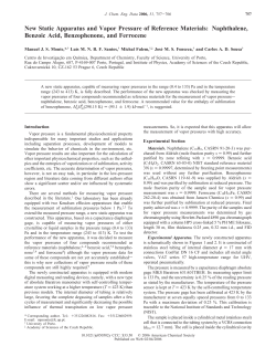New Static Apparatus and Vapor Pressure of