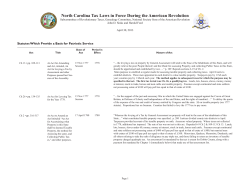 North Carolina Tax Laws in Force During the American