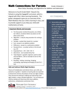 Math Connections for Parents Grade 4 Module 1