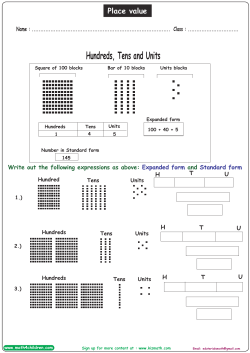 Hundreds, Tens and Units