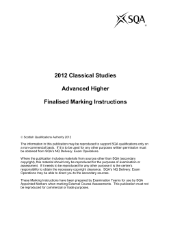 2012 Classical Studies Advanced Higher Finalised Marking