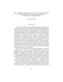 ISSUES ARISING UNDER ARTICLES 64, 72 AND 73 OF