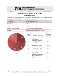 TExES&trade; Core Subjects EC&ndash;6 (291) Test at a Glance
