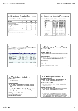 Lecture 4 - Investment appraisal methods (I)