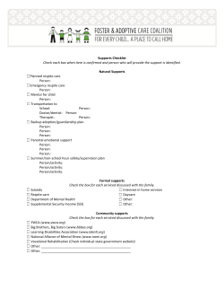 Supports Checklist Check each box when item is confirmed and