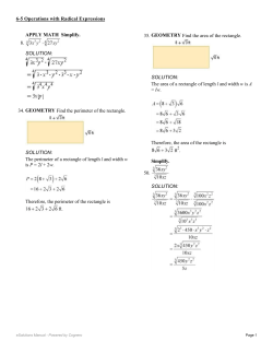 APPLY MATH Simplify. 8. SOLUTION: 34. GEOMETRY Find the