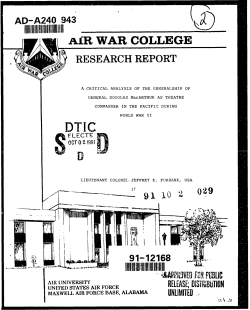 A Critical Analysis of the Generalship of General Douglas Macarthur
