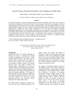 Cultural Trauma, Hawaiian Spirituality, and Contemporary Health