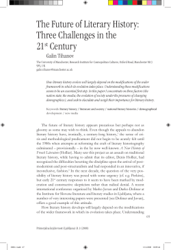 The Future of Literary History: Three Challenges in the 21st
