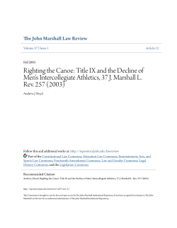 Title IX and the Decline of Men`s Intercollegiate Athletics, 37 J