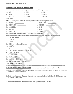 SIGNIFICANT FIGURES WORKSHEET ROUNDING