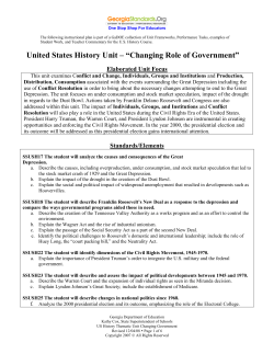 United States History Unit &ndash; &ldquo;Changing Role of Government&rdquo;