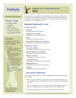 Teacher`s Guide: Skin (Grades 6 to 8)