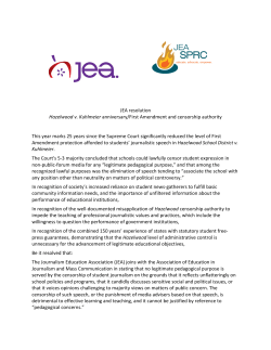 JEA resolution Hazelwood v. Kuhlmeier anniversary/First