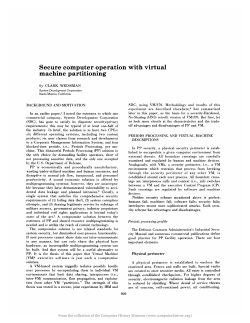 Secure computer operation with virtual machine partitioning