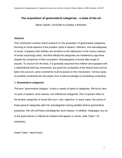 The acquisition of grammatical categories : a state of