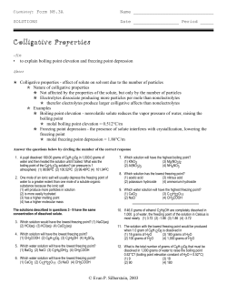 Colligative Properties - Evan`s Chemistry Corner