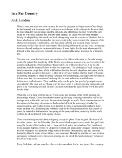 In a Far Country Jack London