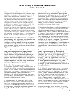 History of Technical Communication
