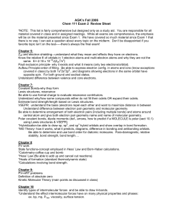 AGK`s Fall 2006 Chem 111 Exam 2 Review Sheet