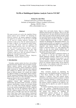 NLPR at Multilingual Opinion Analysis Task in NTCIR7