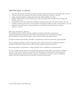 OBJECTIVES Chapter 13 &ldquo;Solutions&rdquo; Describe and