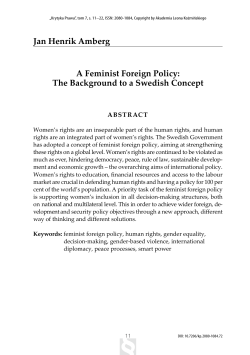 Jan Henrik Amberg A Feminist Foreign Policy: The