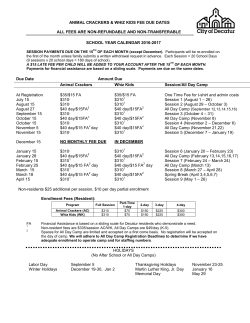 Fee Schedule 2016-17 After School and All Day Camp Programs