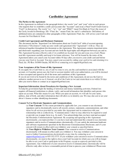 Cardholder Agreement