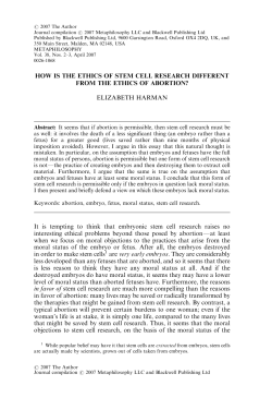 How is the ethics of stem cell research different