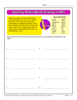 Spelling Rules:Words Ending in ARY