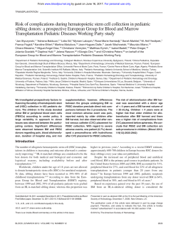 Risk of complications during hematopoietic stem cell