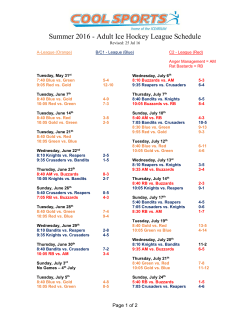 Summer 2016 - Adult Ice Hockey League Schedule