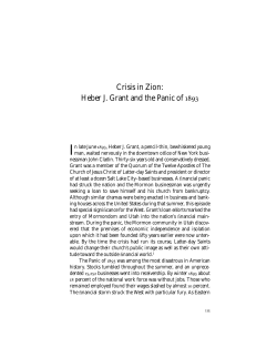 Crisis in Zion: Heber J. Grant and the Panic of 1893