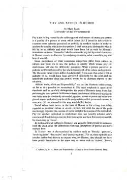 PITY AND PATHOS IN HOMER by Mary Scott (University of the
