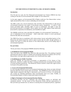 NEW BRUNSWICK ENVIRONMENTAL BILL OF RIGHTS (NBEBR