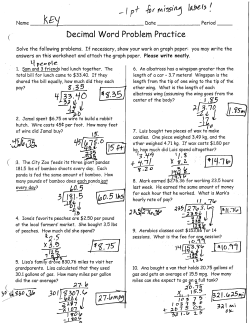 Decimal Word Problem Practice