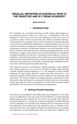Parallel Importing in Australia