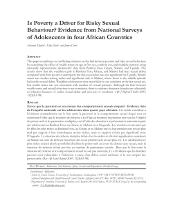 Is Poverty a Driver for Risky Sexual Behaviour? Evidence from