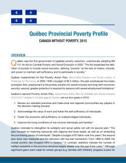 Québec Provincial Poverty Profile