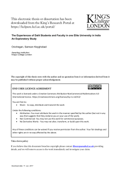 The Experiences of Dalit Students and Faculty in