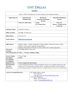 Fall 2016 THEA 1130D.01 Introduction to Creative Drama in the
