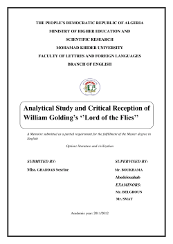 Analytical Study and Critical Reception of William Golding`s ``Lord of