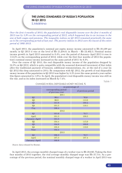 THE LIVING STANDARDS OF RUSSIA`S POPULATION IN Q1 2013