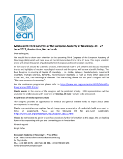Media alert: Third Congress of the European Academy of Neurology