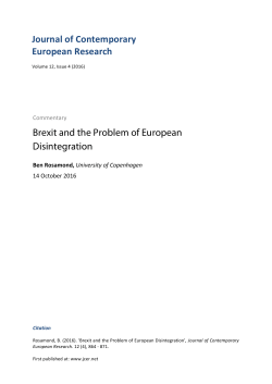 Journal of Contemporary European Research Brexit and the