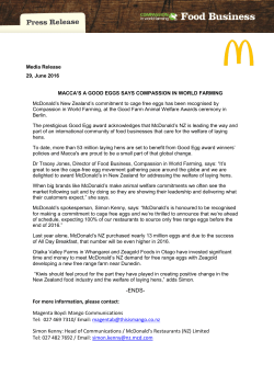 Macca`s a good egg says Compassion in World Farming