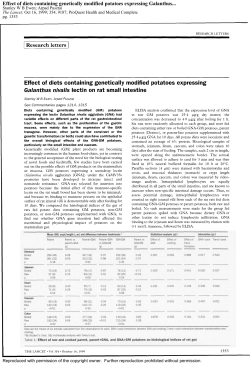 Effect of diets containing genetically modified potatoes expressing