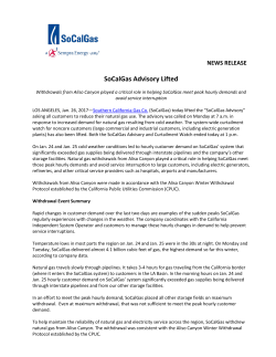 SoCalGas Advisory Lifted, January 26, 2017
