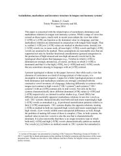 1 Assimilation, markedness and inventory structure in tongue root